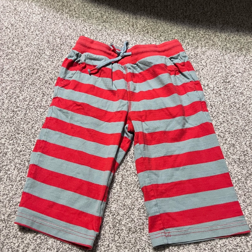 Boden Kids Red and Gray Striped Shorts